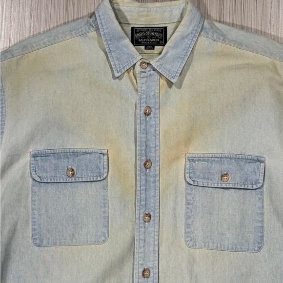 Vintage Polo Ralph Lauren Sportsman Denim Button Down Shirt (Size XL) - Picture 6 of 6